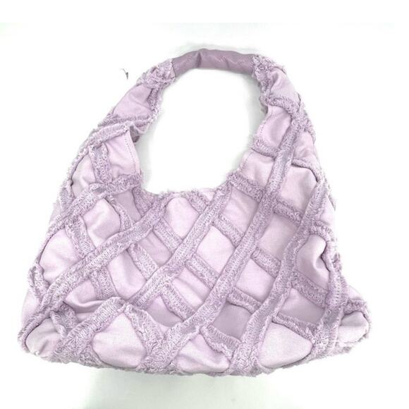 Urban Expressions Lavender Barbuda Cotton Fringe Hobo Bag NWOT - Picture 2 of 13